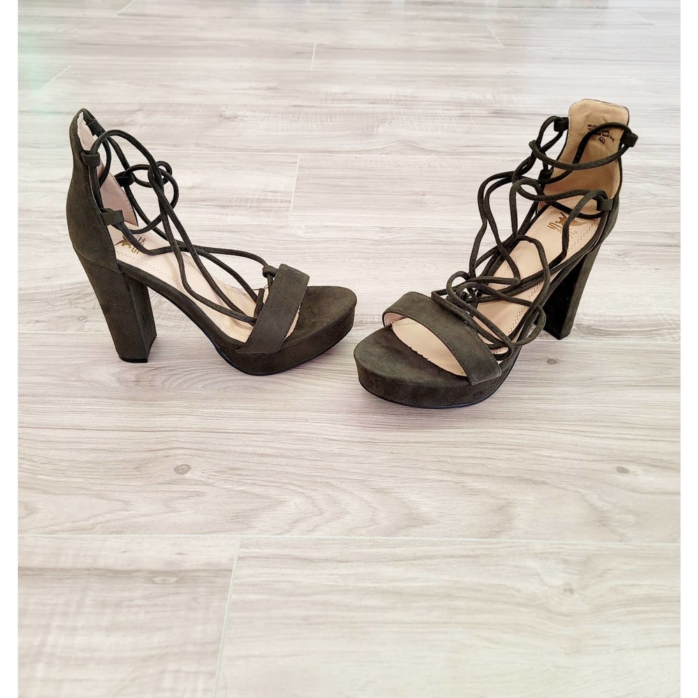 Olive Green Summer Suede Sandals
